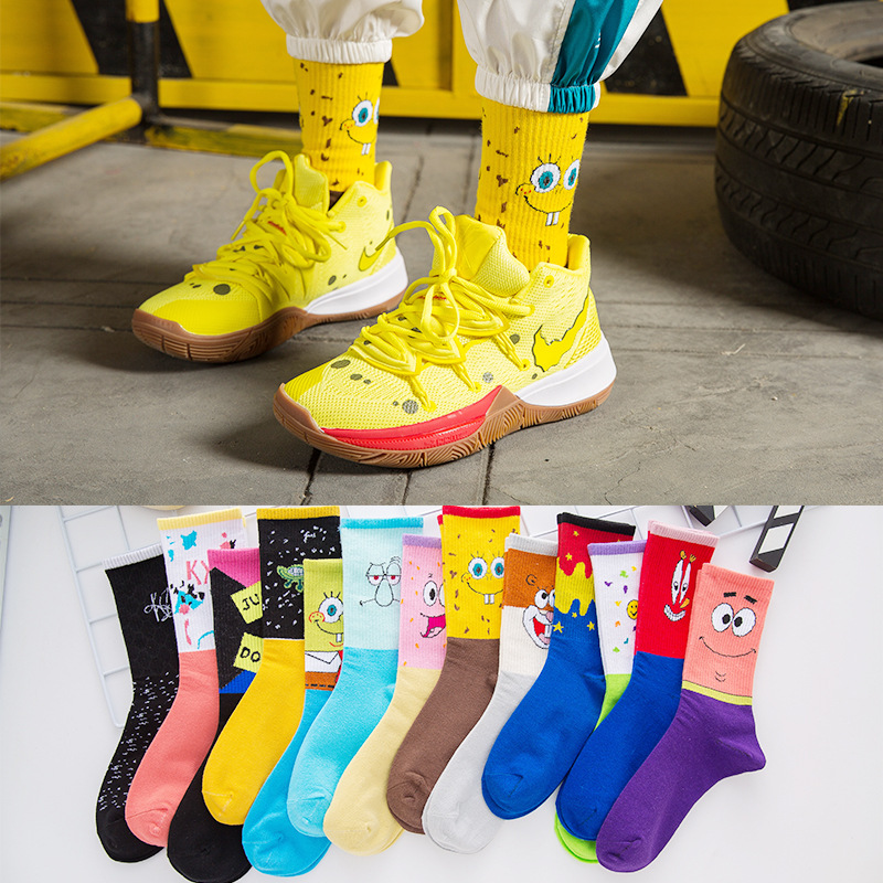 Knee High Sock Women - SpongeBob Squidward Cartoon Cotton Socks for