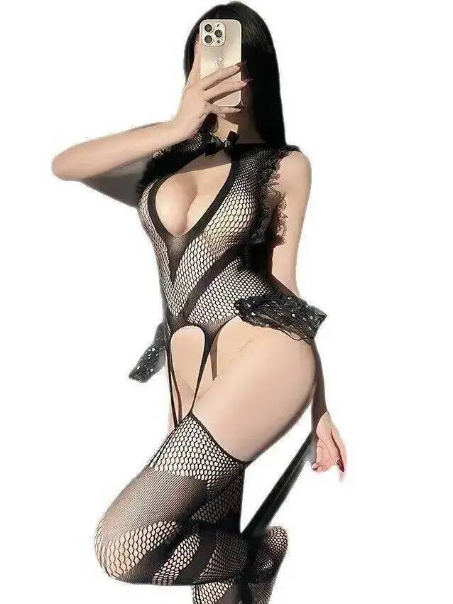 Sexy Lace Trim Fishing Net Bod - Fishnet Stocking Women のレビューと価格