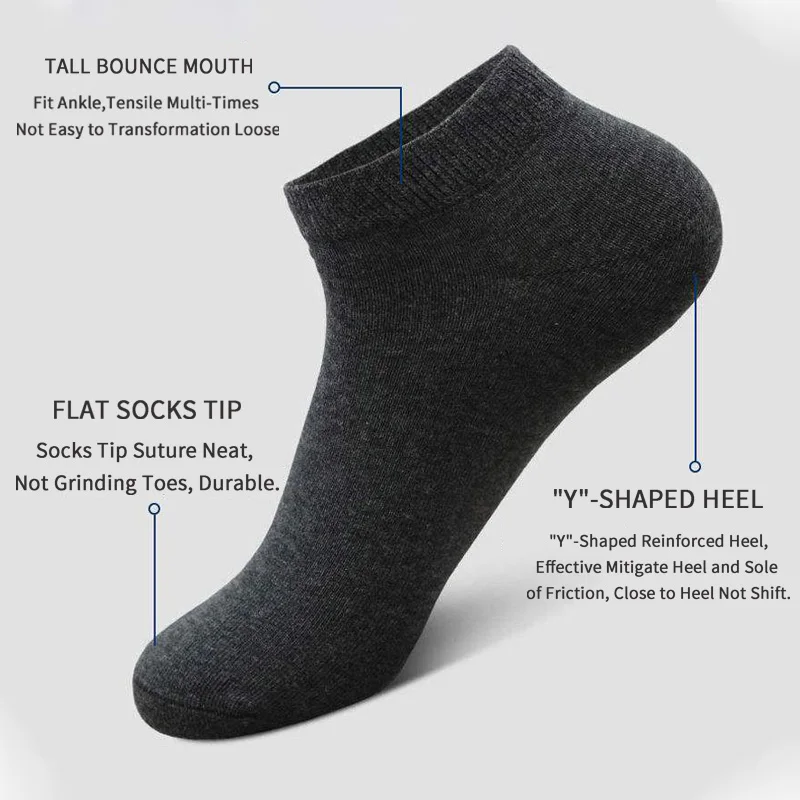 5 Pairs Unisex Casual Plain Co - No Show Sock Women のレビューと価格