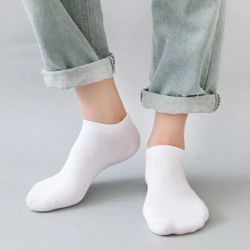 5 Pairs Unisex Casual Plain Co - No Show Sock Women のレビューと価格