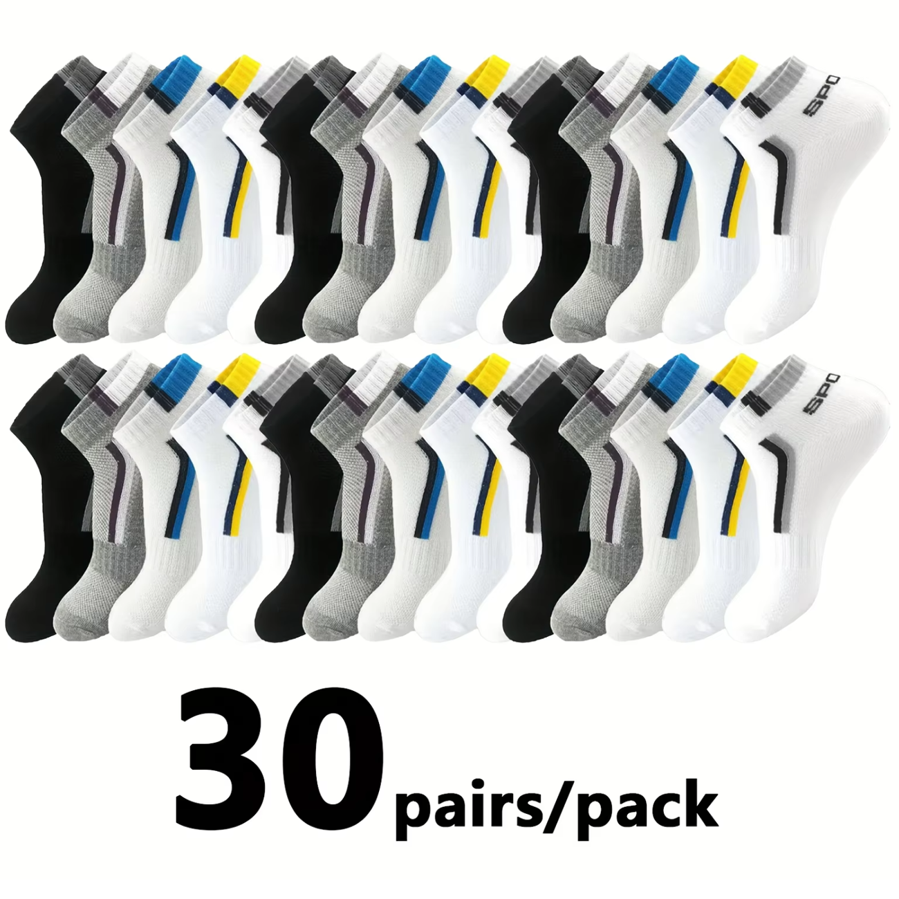 30Pairs Men's Mesh Breathable  - Ankle Sock Low Cut のレビューと価格