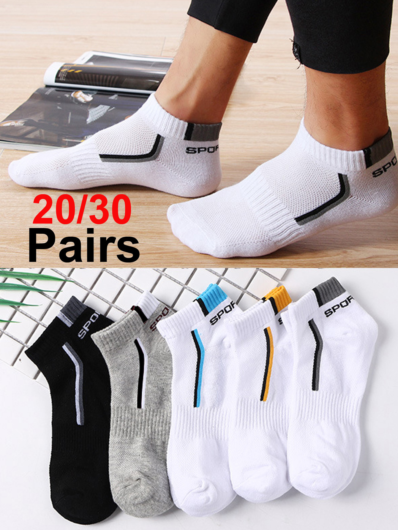 30pairs Men's Fashion Cotton B - Ankle Sock Low Cut のレビューと価格