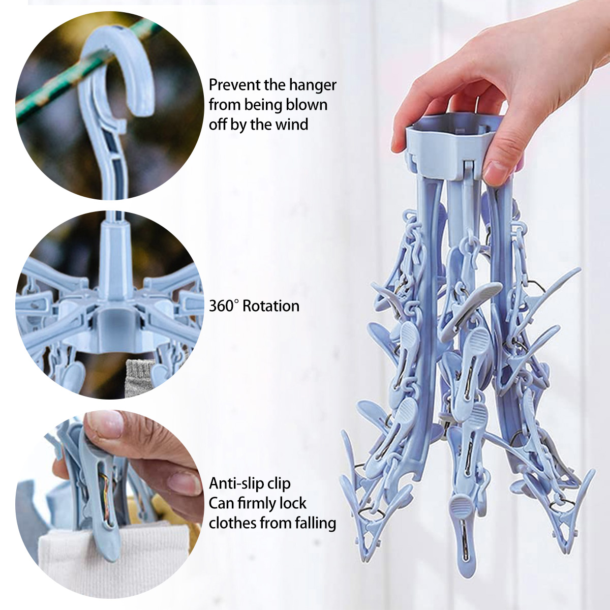 24 Clips Folding Clothes Dryer - Sock Organizer Tray のレビューと価格