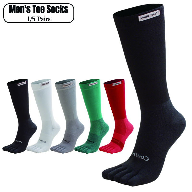 1/5 Pairs Men's High Crew Five - Toe Sock Split のレビューと価格