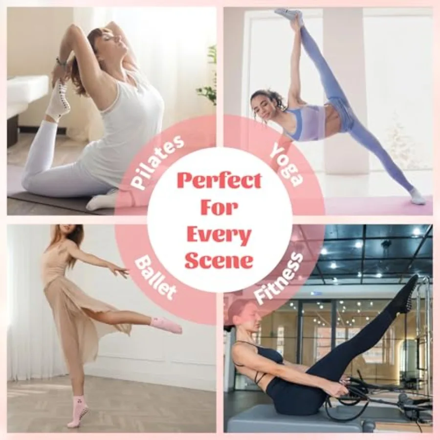 6 Pairs Pilates Socks with Gri - Grip Sock Yoga のレビューと価格