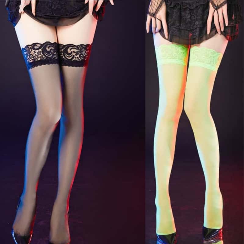 Thigh High Stripe Lace Stockin - Thigh High Sock Stay Up のレビューと価格
