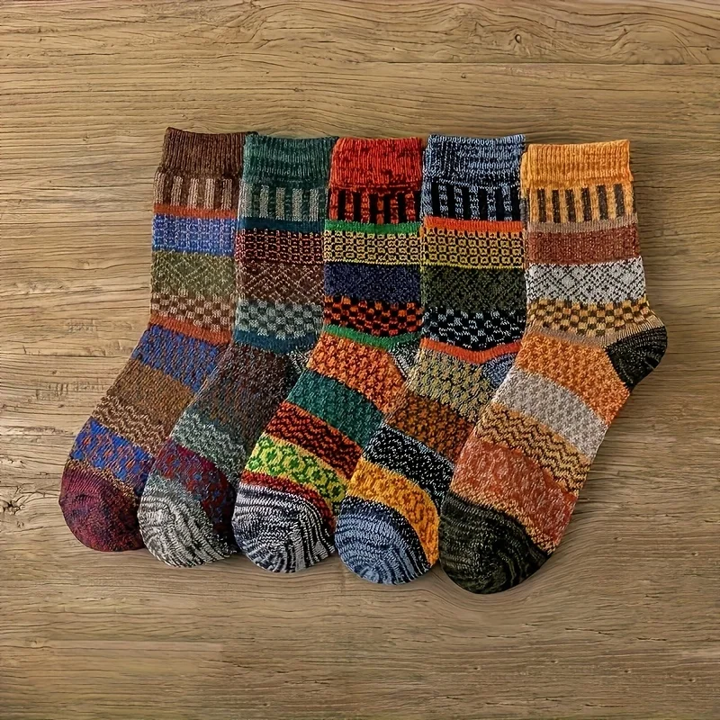 5 pairs of retro ethnic style  - Thermal Sock Winter のレビューと価格