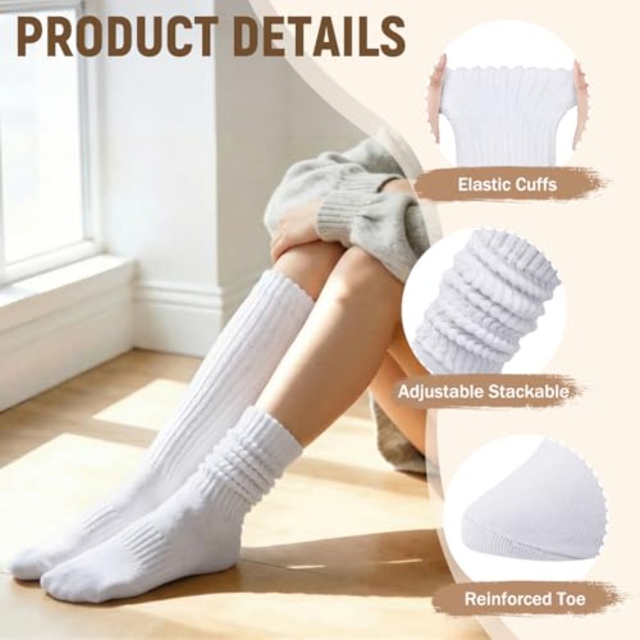 Chalier 5 Pairs Slouchy Socks  - Boot Sock Slouchy のレビューと価格