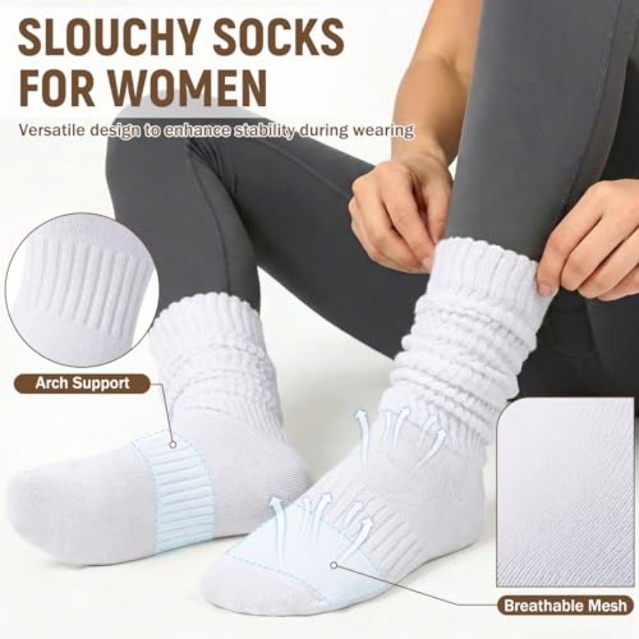 Chalier 5 Pairs Slouchy Socks  - Boot Sock Slouchy のレビューと価格
