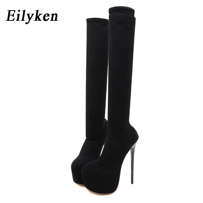 Eilyken 17CM Platform Heels Wo - Knee High Sock Women のレビューと価格