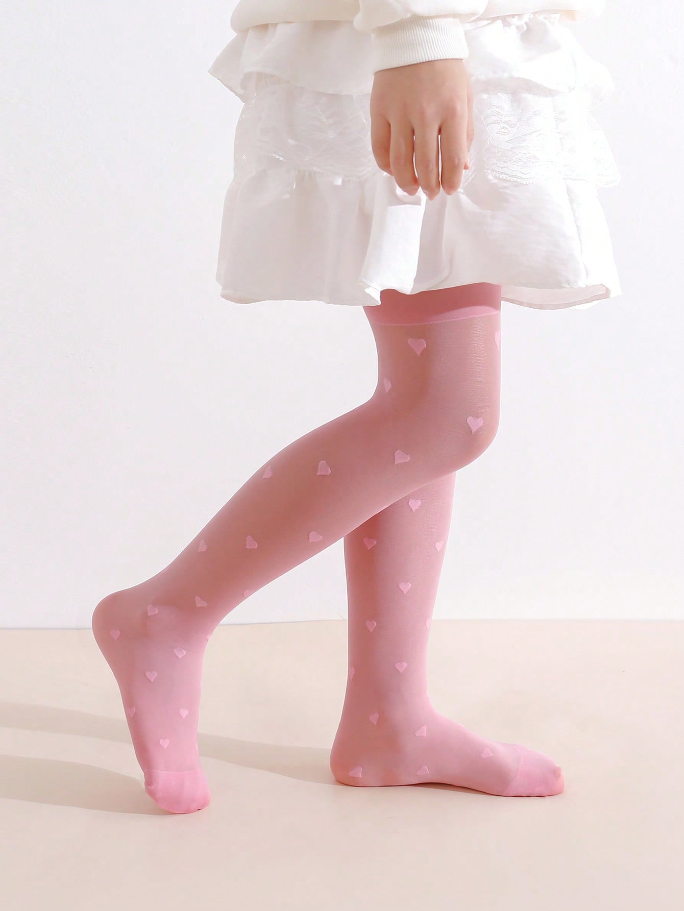 3Pcs Girls Heart Print Tights  - Tights Pantyhose Sheer のレビューと価格