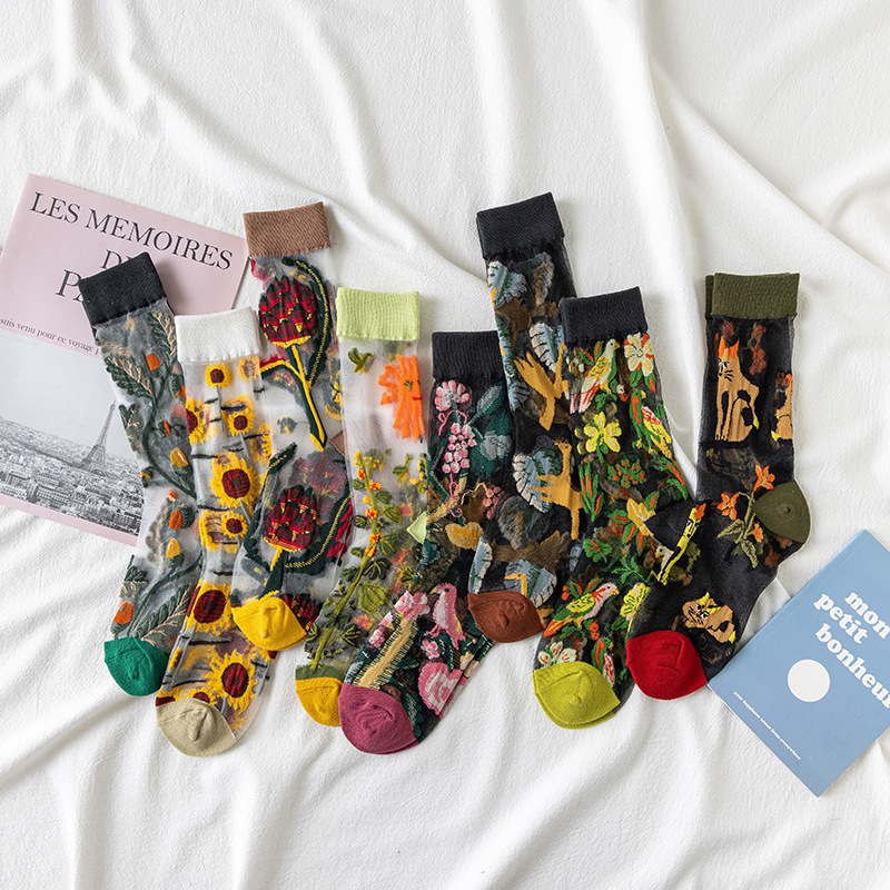 1/4 Pairs Retro Flower Women G - Silk Sock Bamboo のレビューと価格