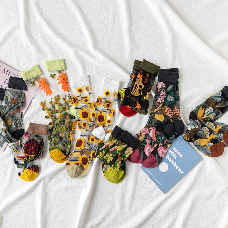 1/4 Pairs Retro Flower Women G - Silk Sock Bamboo のレビューと価格