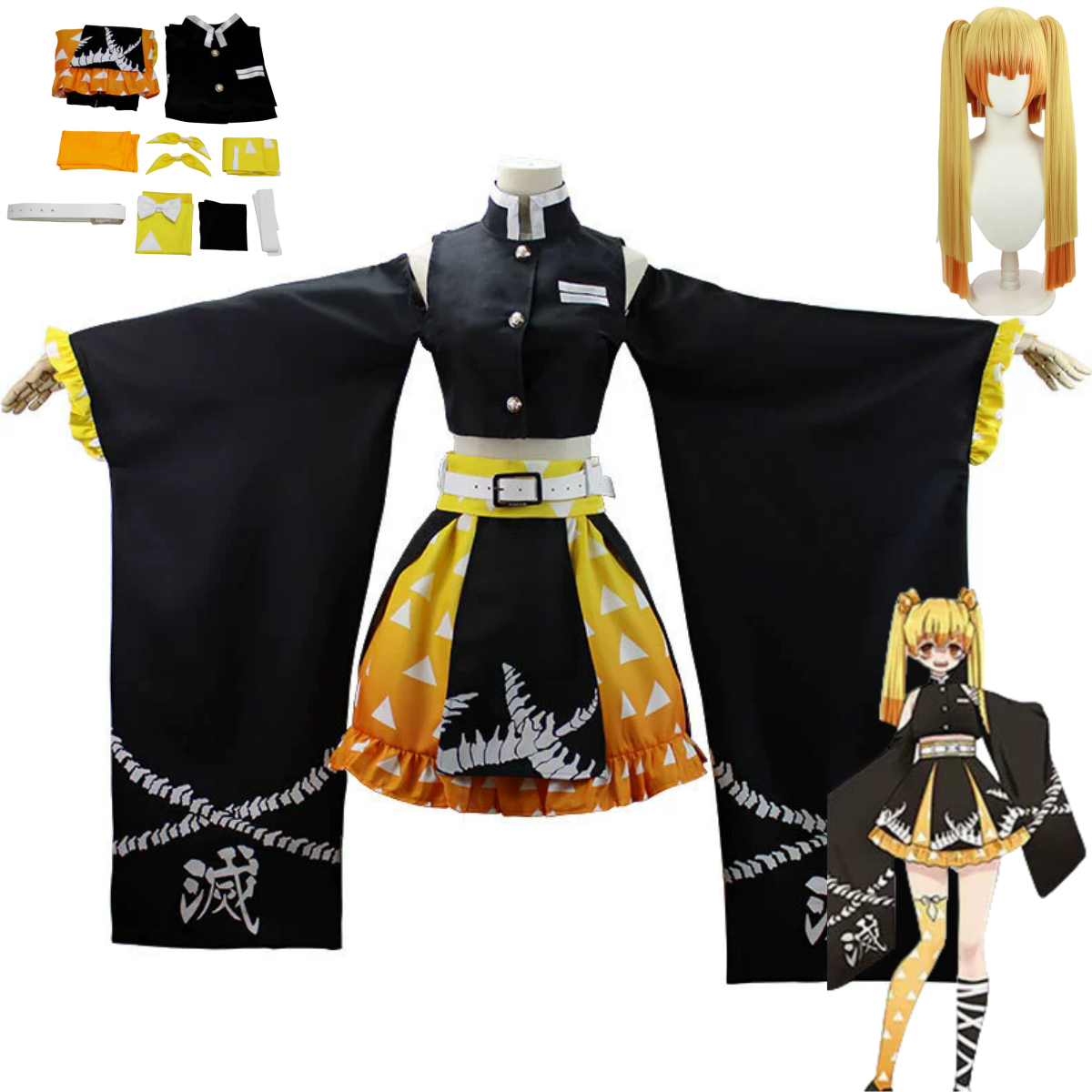 Anime Agatsuma Zenitsu Cosplay - Dress Sock Men のレビューと価格