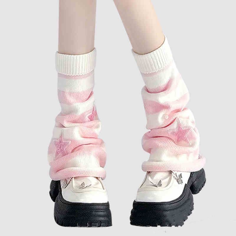 Y2K Striped Leg Warmers Star R - Boot Sock Slouchy のレビューと価格