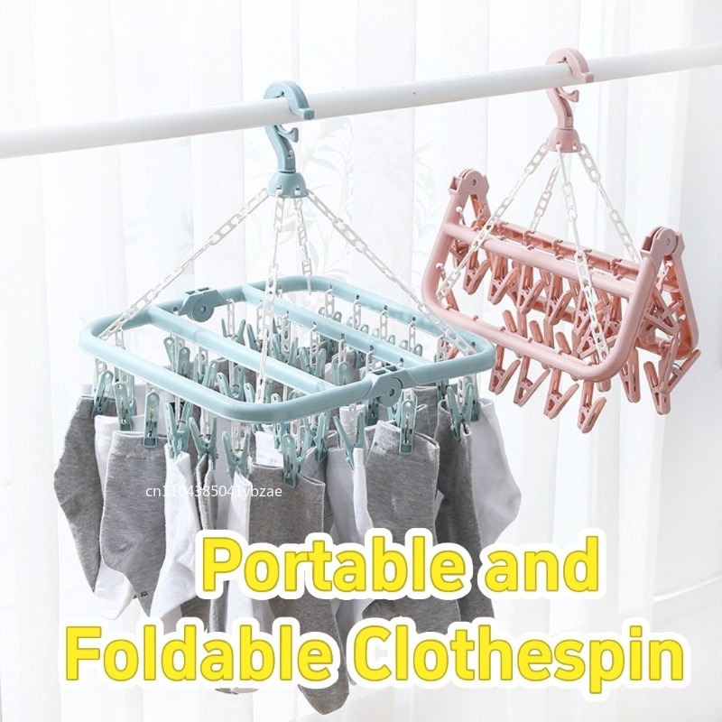 32 Clips Folding Clothes Dryer - Sock Organizer Tray のレビューと価格