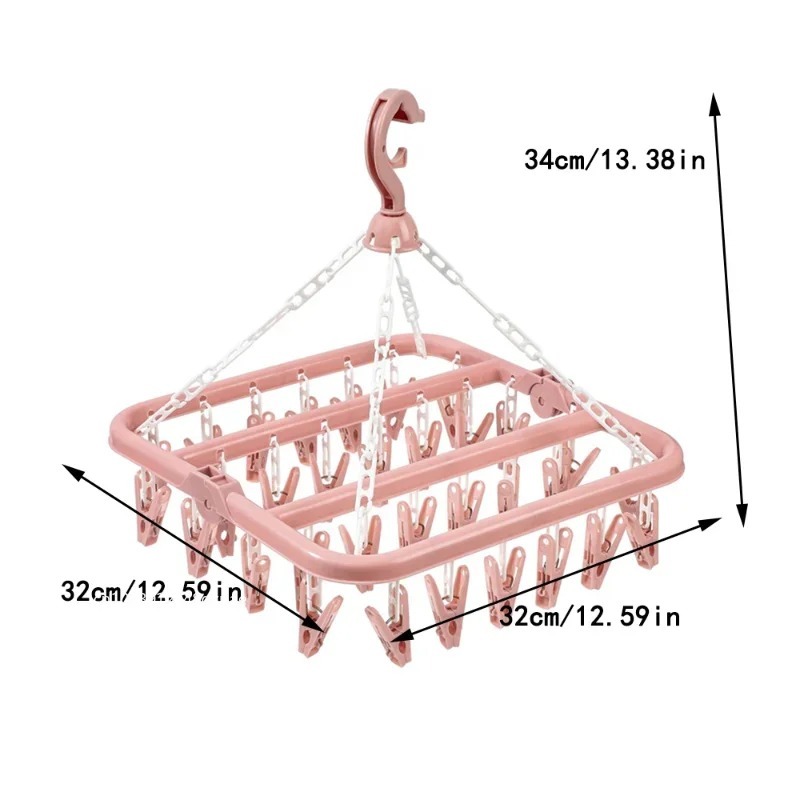 32 Clips Folding Clothes Dryer - Sock Organizer Tray のレビューと価格