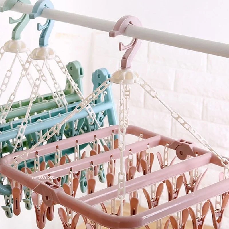 32 Clips Folding Clothes Dryer - Sock Organizer Tray のレビューと価格