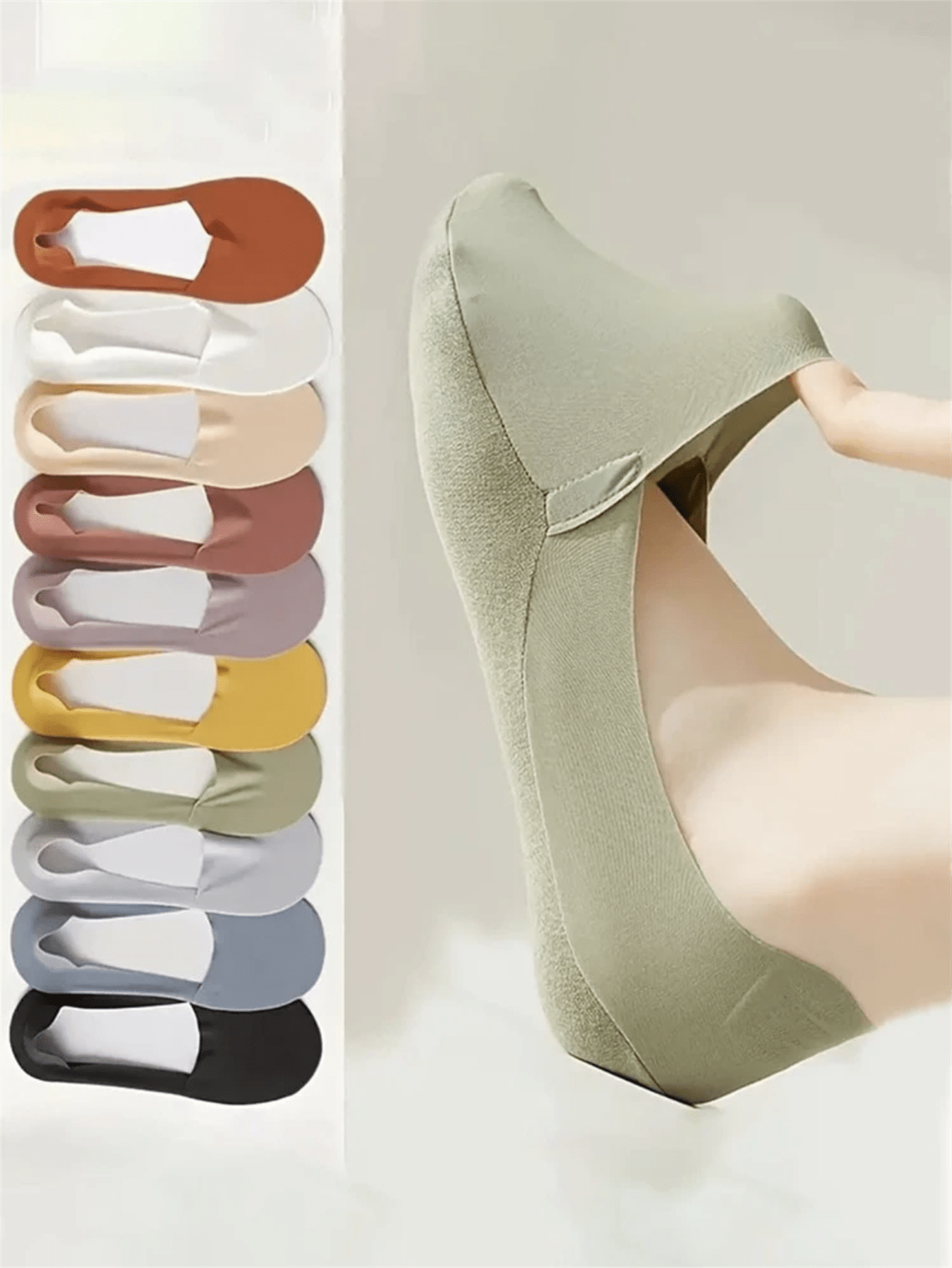 5 Pairs Women Thin Silky Invis - No Show Sock Women のレビューと価格