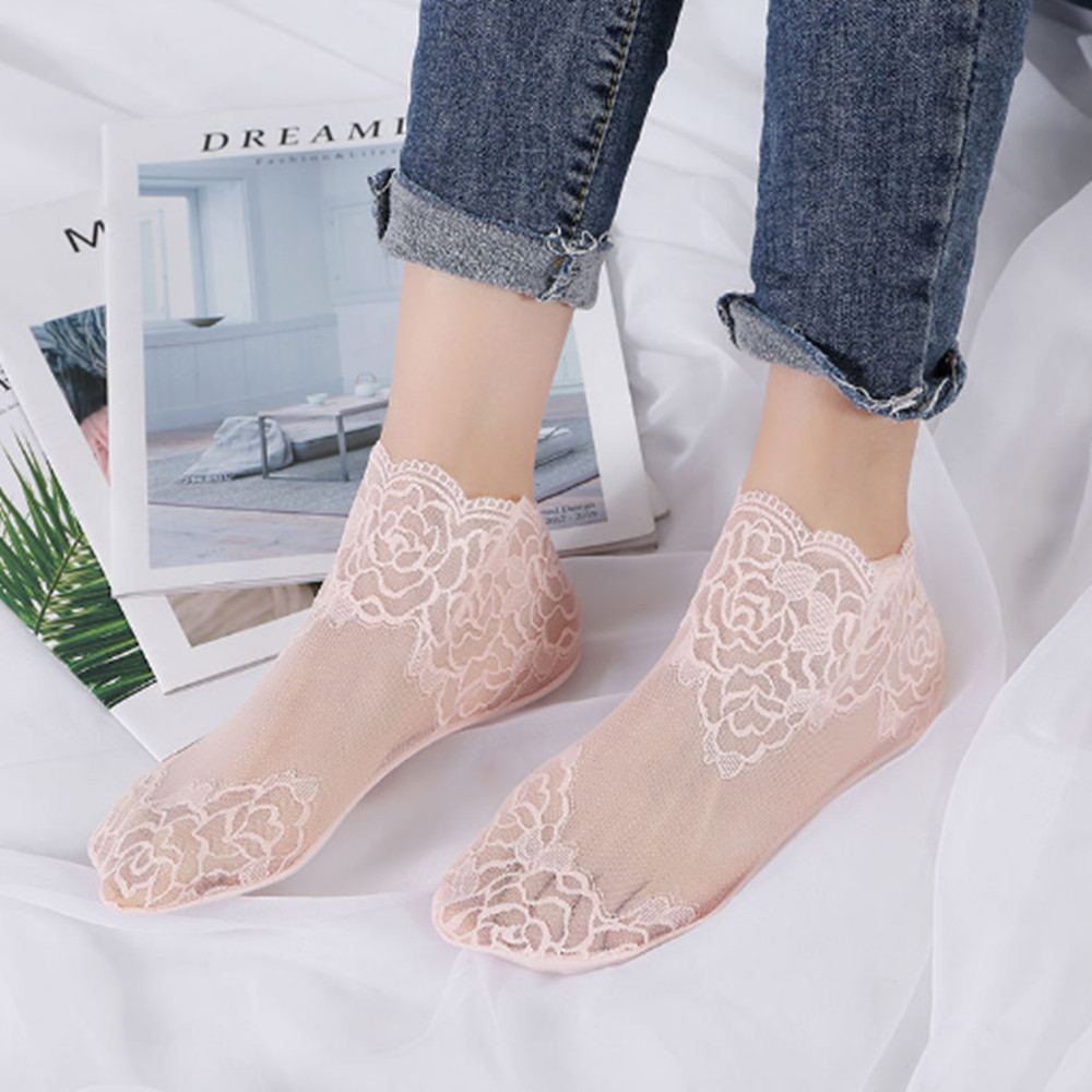 woman Lace rose thin socks Loa - Invisibility Sock Loafer のレビューと価格