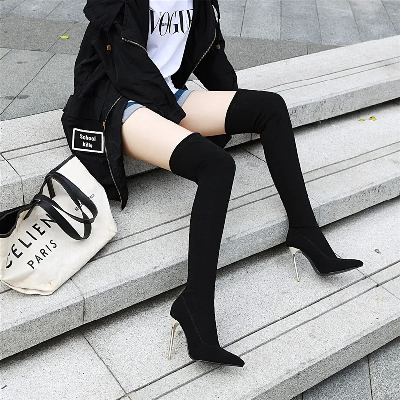 Plus Size Stretch Leopard Over - Knee High Sock Women のレビューと価格