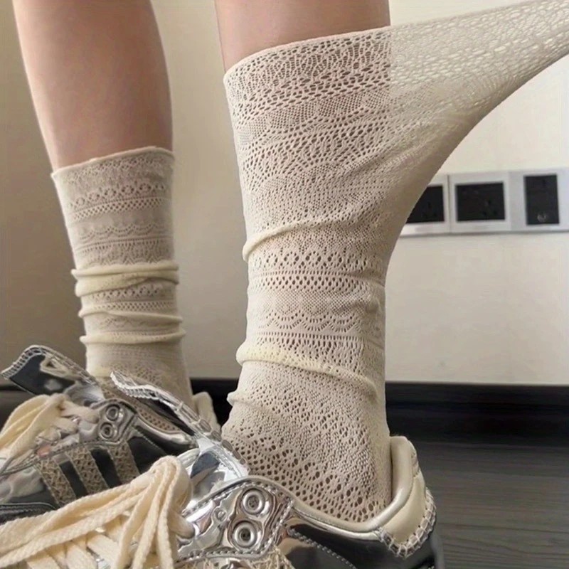 1/4 Pairs Women Lace Trimmed K - Knee High Sock Women のレビューと価格