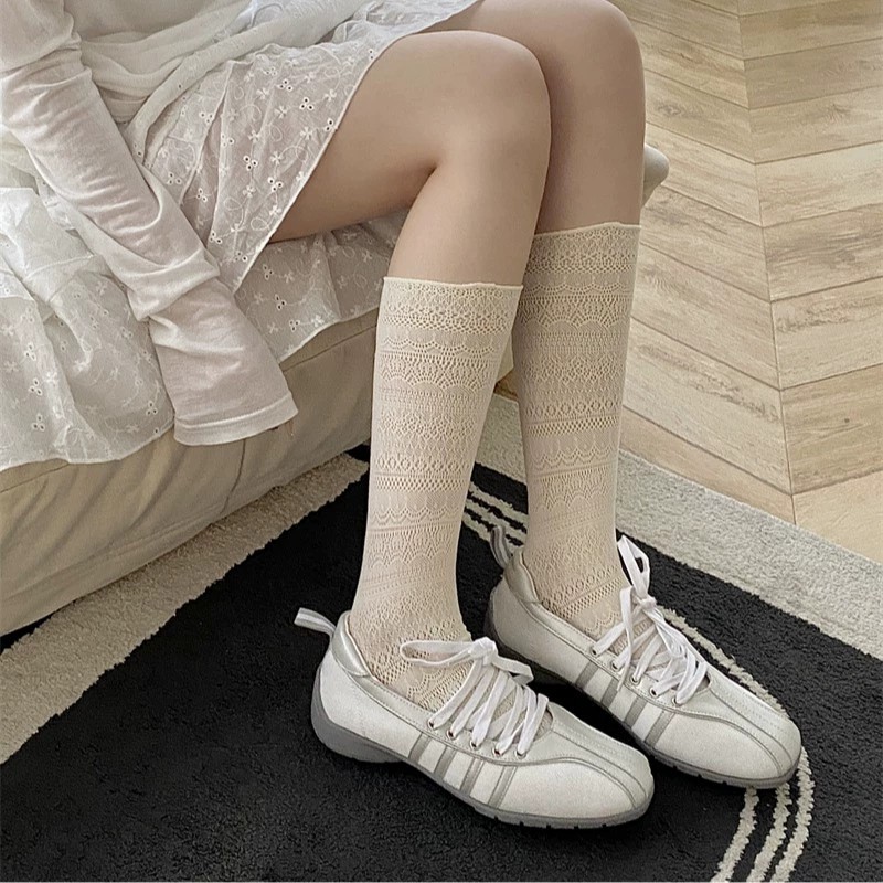 1/4 Pairs Women Lace Trimmed K - Knee High Sock Women のレビューと価格