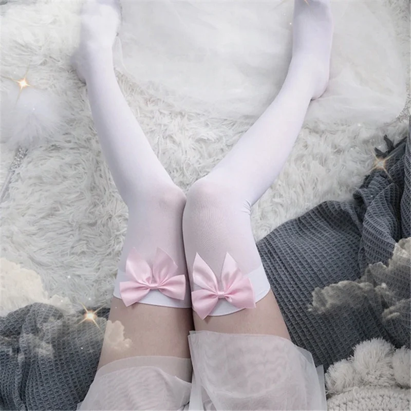 Sexy Women's Hosiery Pink Bow  - Thigh High Sock Stay Up のレビューと価格