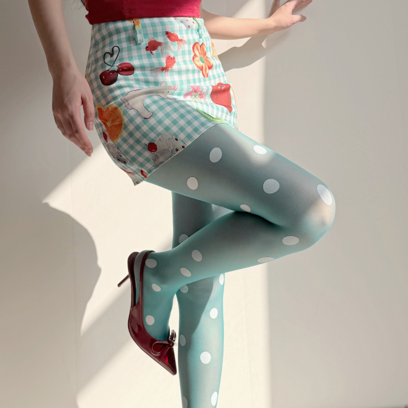 Retro Polka Dot Sheer Tights f - Tights Pantyhose Sheer のレビューと価格