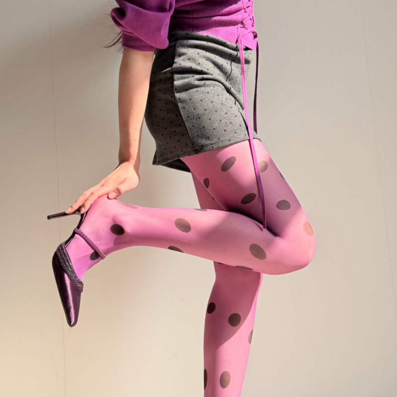 Retro Polka Dot Sheer Tights f - Tights Pantyhose Sheer のレビューと価格