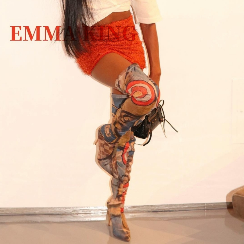 Women's Art Print Thigh High B - Knee High Sock Women のレビューと価格
