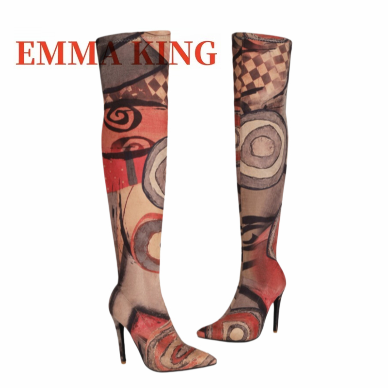 Women's Art Print Thigh High B - Knee High Sock Women のレビューと価格