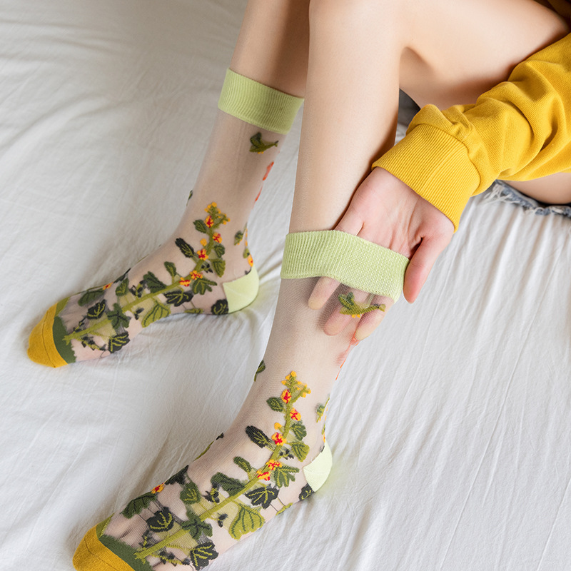 1/4 Pairs Retro Flower Women G - Silk Sock Bamboo のレビューと価格