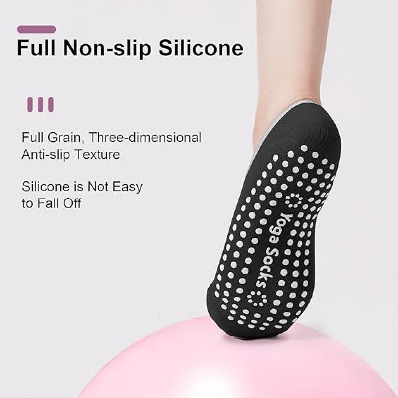 3 Pairs Mixed Color Yoga Socks - Grip Sock Yoga のレビューと価格