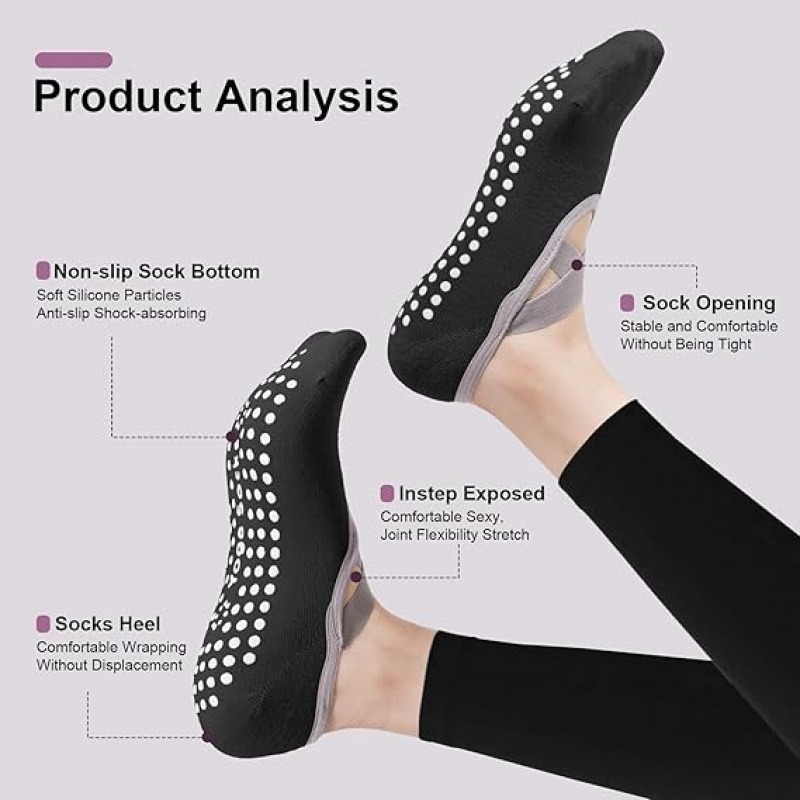 3 Pairs Mixed Color Yoga Socks - Grip Sock Yoga のレビューと価格