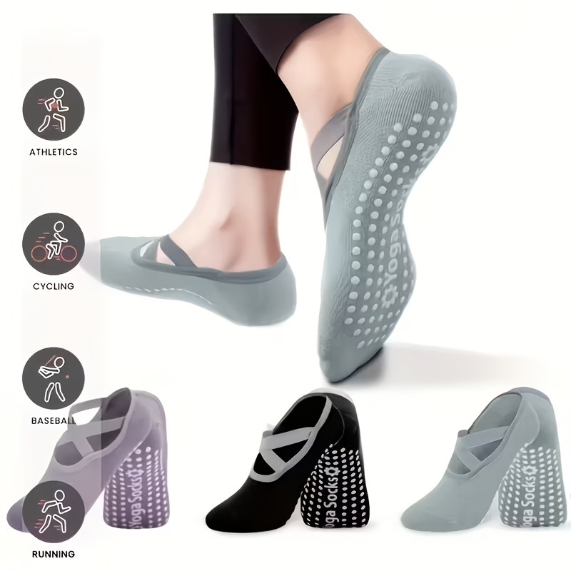3 Pairs Mixed Color Yoga Socks - Grip Sock Yoga のレビューと価格