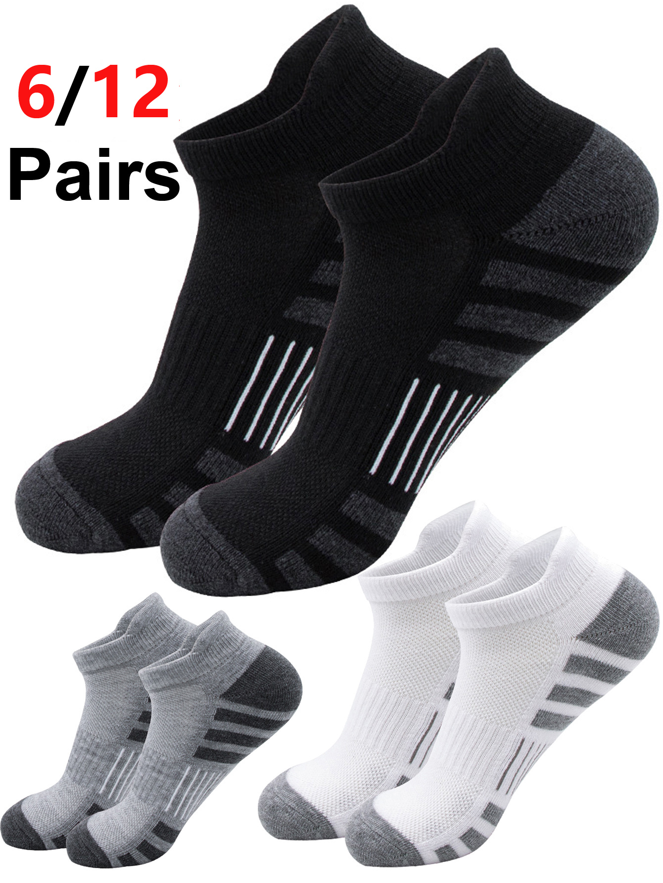6/12Pairs Ankle Athletic Runni - Athletic Sock Cushion のレビューと価格