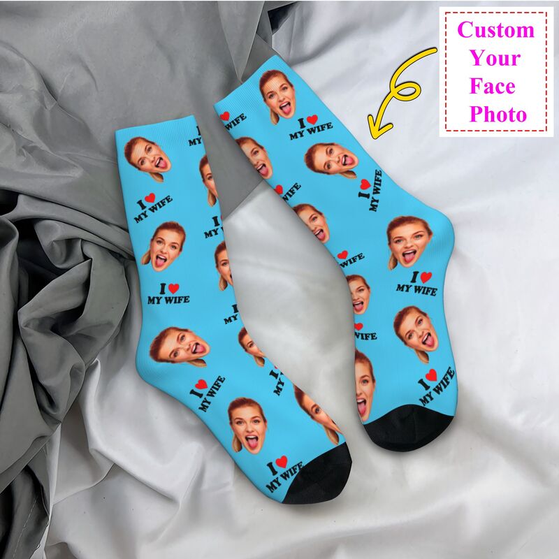 I Love My Wife Personalized Fa - Dress Sock Men のレビューと価格