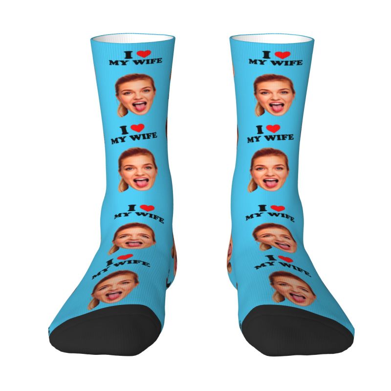 I Love My Wife Personalized Fa - Dress Sock Men のレビューと価格