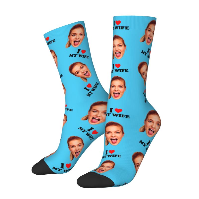 I Love My Wife Personalized Fa - Dress Sock Men のレビューと価格