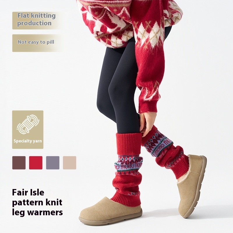 ​Fair Isle Knitted Leg Warmers - Boot Sock Slouchy のレビューと価格
