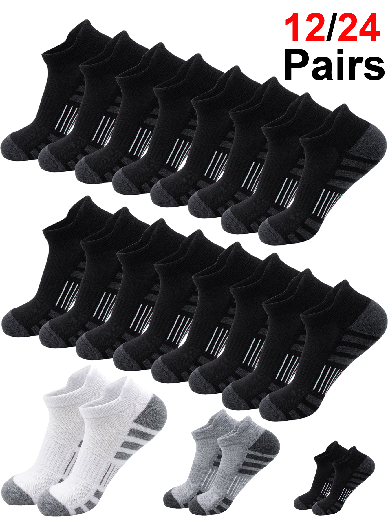 12/24 Pairs Cushioned Breathab - Athletic Sock Cushion のレビューと価格