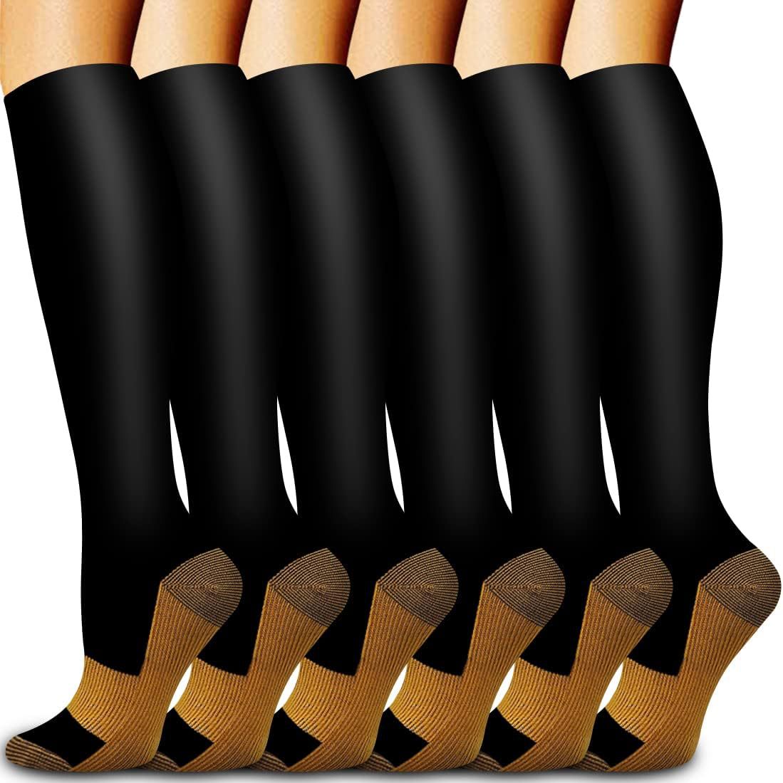 6 Pairs Solid Color Copper Com - Compression Sock Medical のレビューと価格