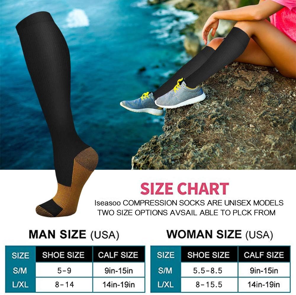 6 Pairs Solid Color Copper Com - Compression Sock Medical のレビューと価格