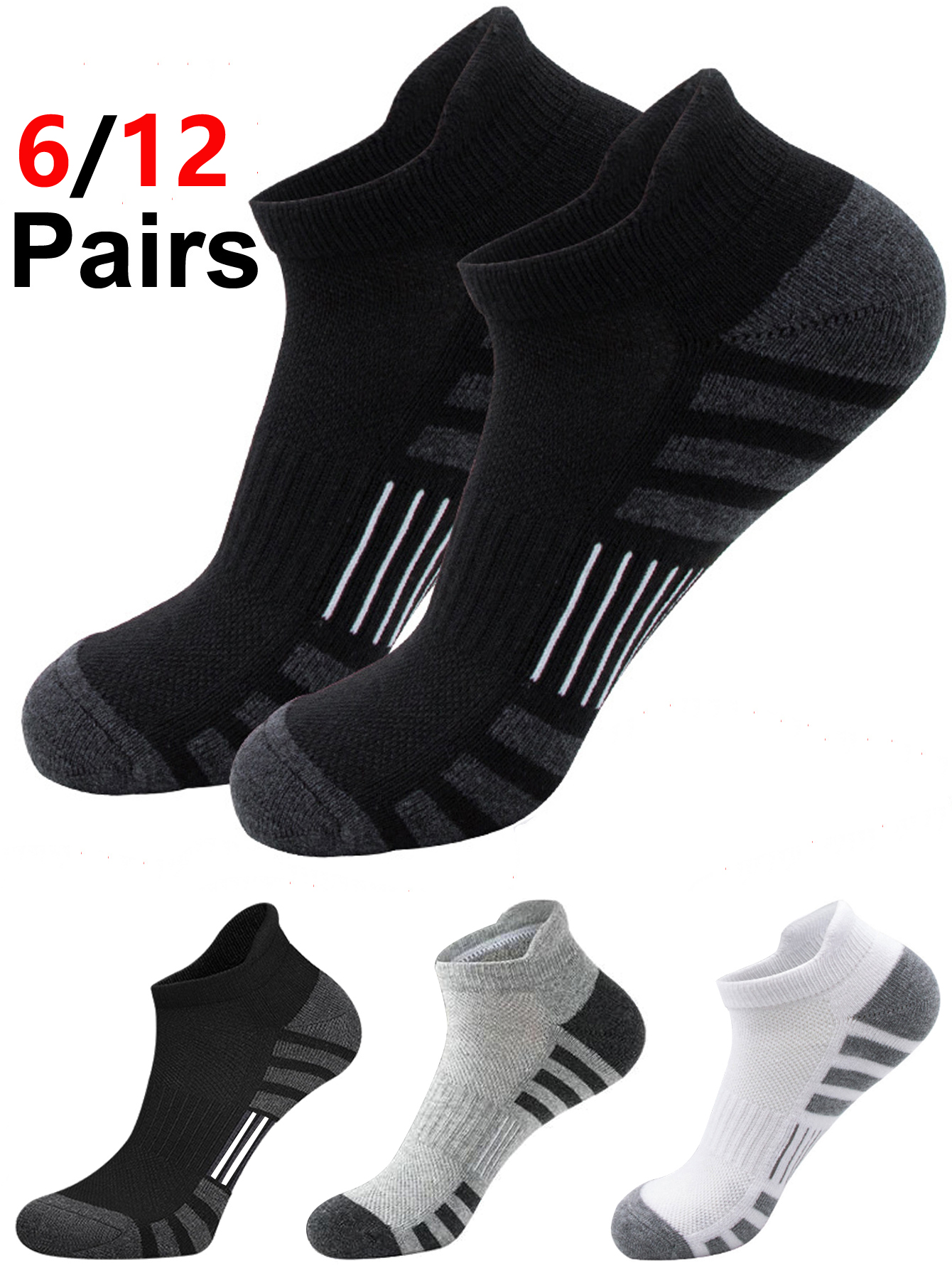 6/12 Pairs Cushioned Breathabl - Athletic Sock Cushion のレビューと価格
