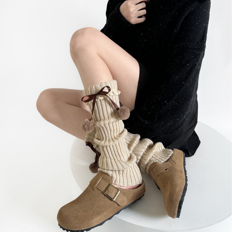 Camel Knit Leg Warmers with Fu - Boot Sock Slouchy のレビューと価格