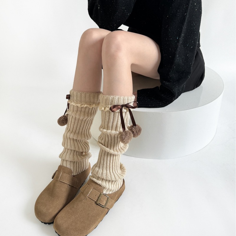Camel Knit Leg Warmers with Fu - Boot Sock Slouchy のレビューと価格