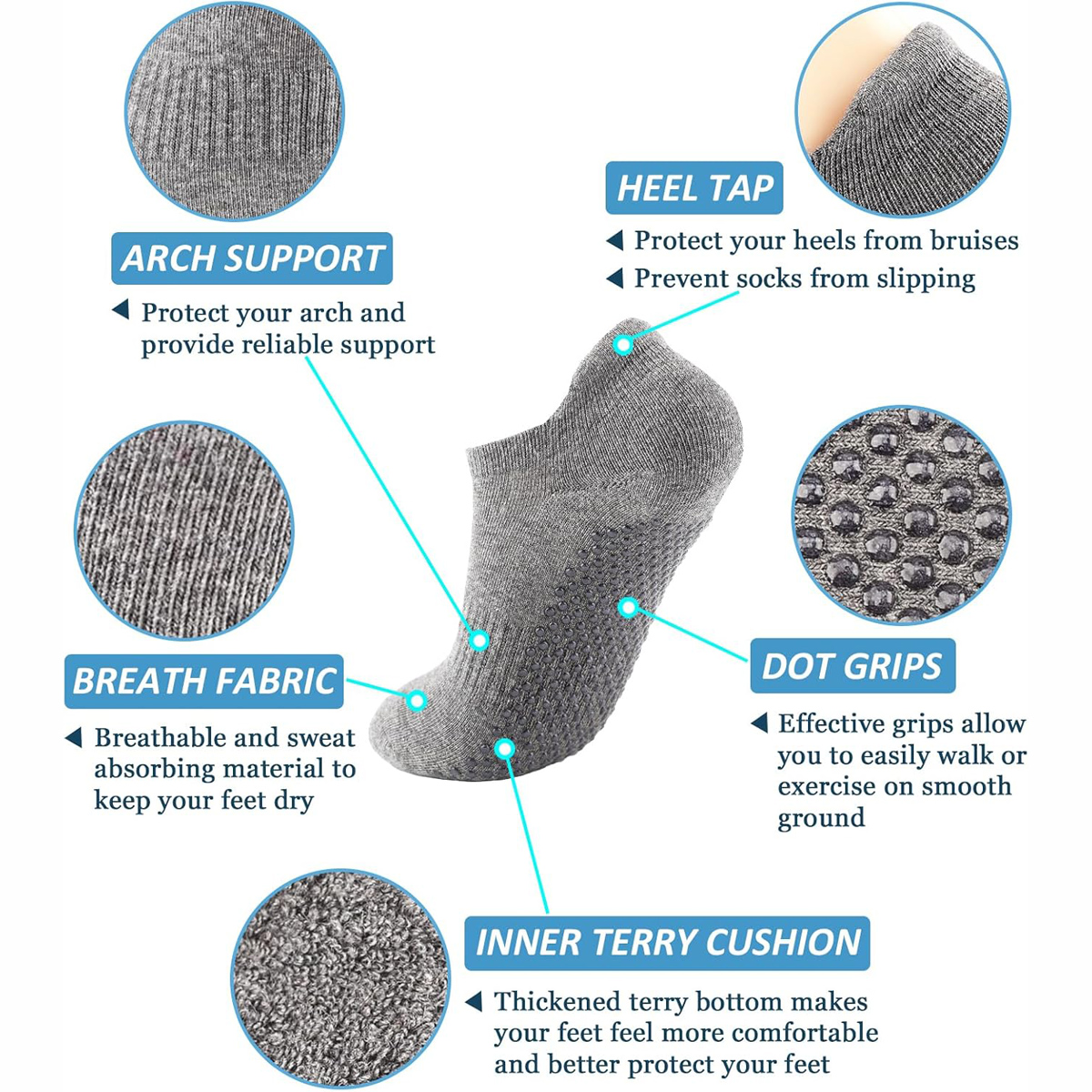 6 Pairs Yoga Socks for Women P - Grip Sock Yoga のレビューと価格