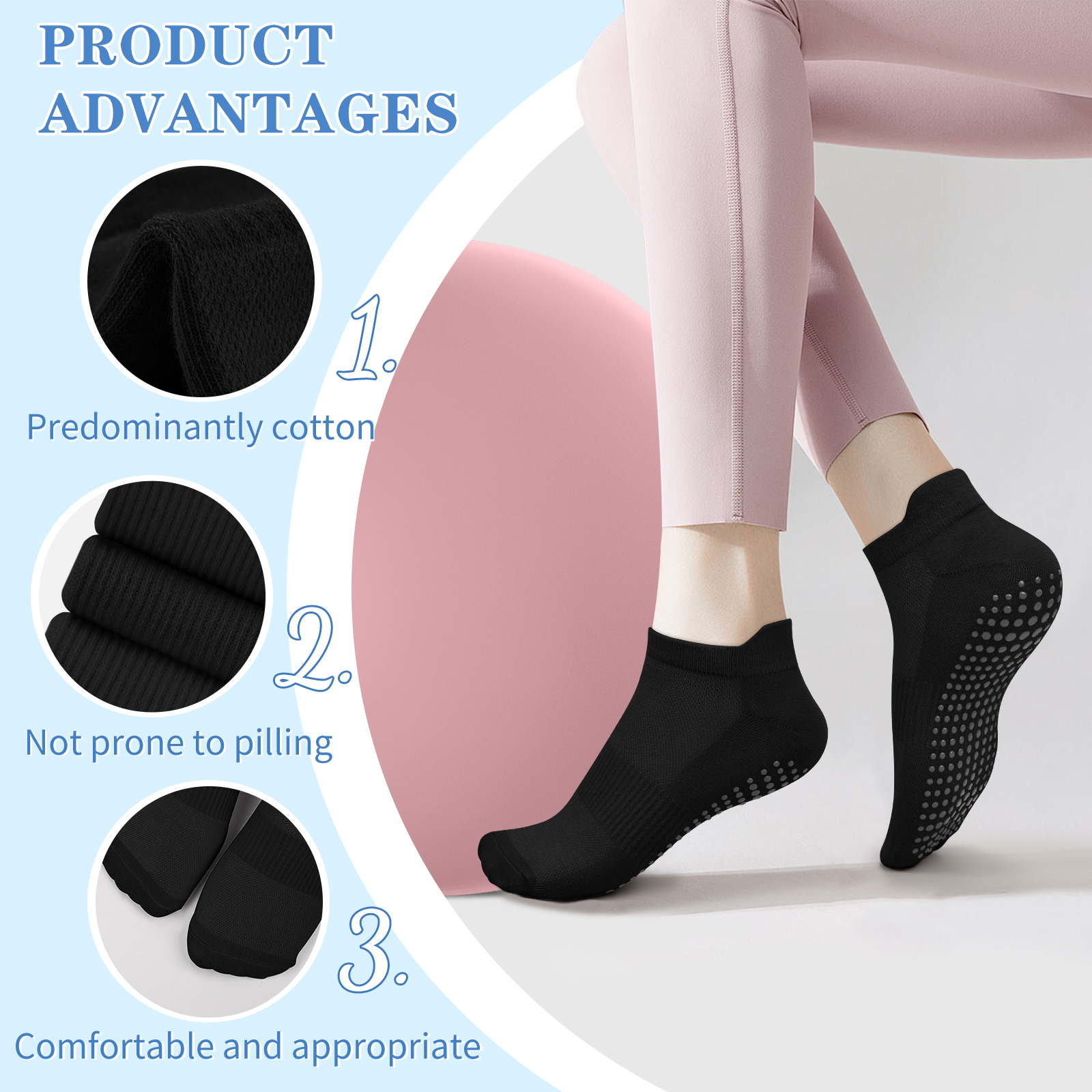3 Pairs Yoga Socks Women Cotto - No Show Sock Women のレビューと価格